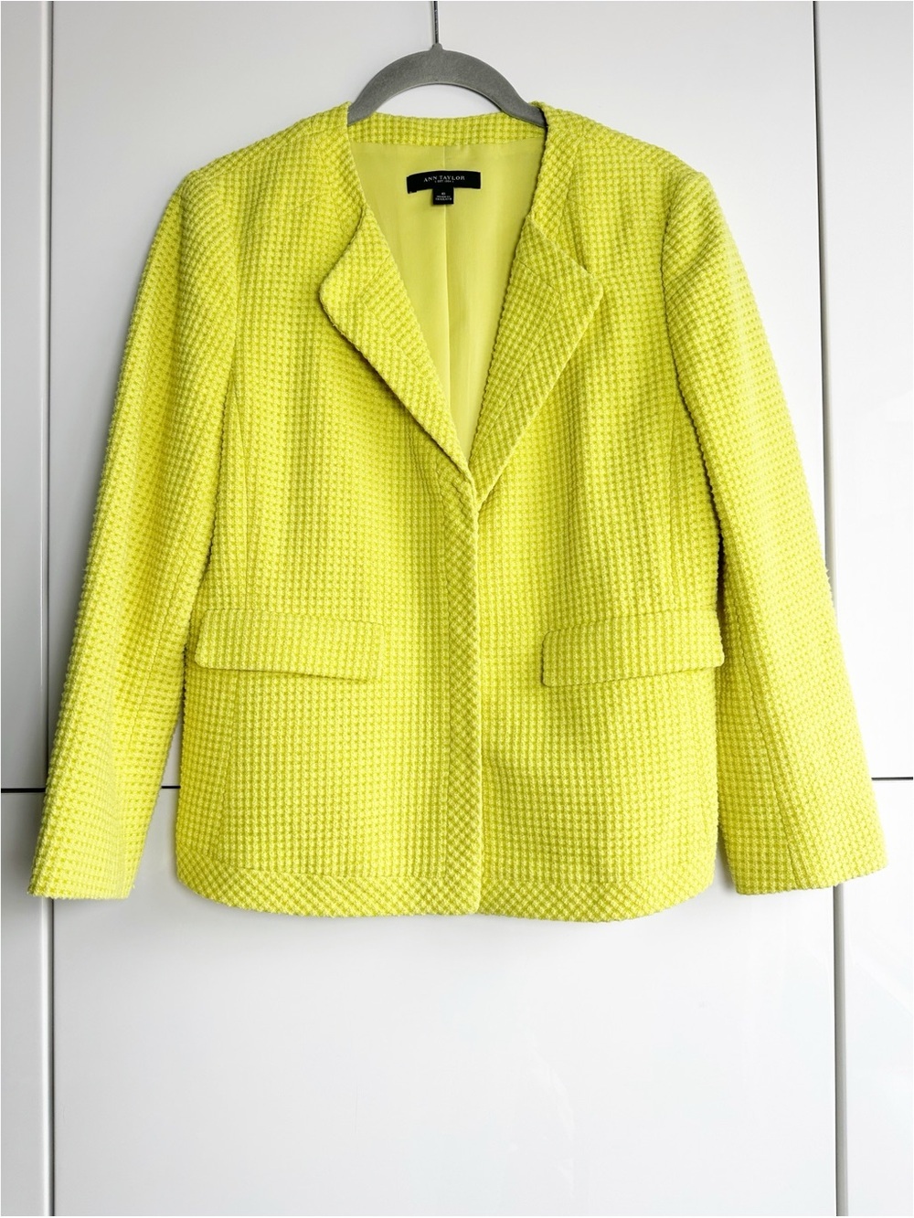 Ann Taylor quilted blazer waffle knit yellow size 6